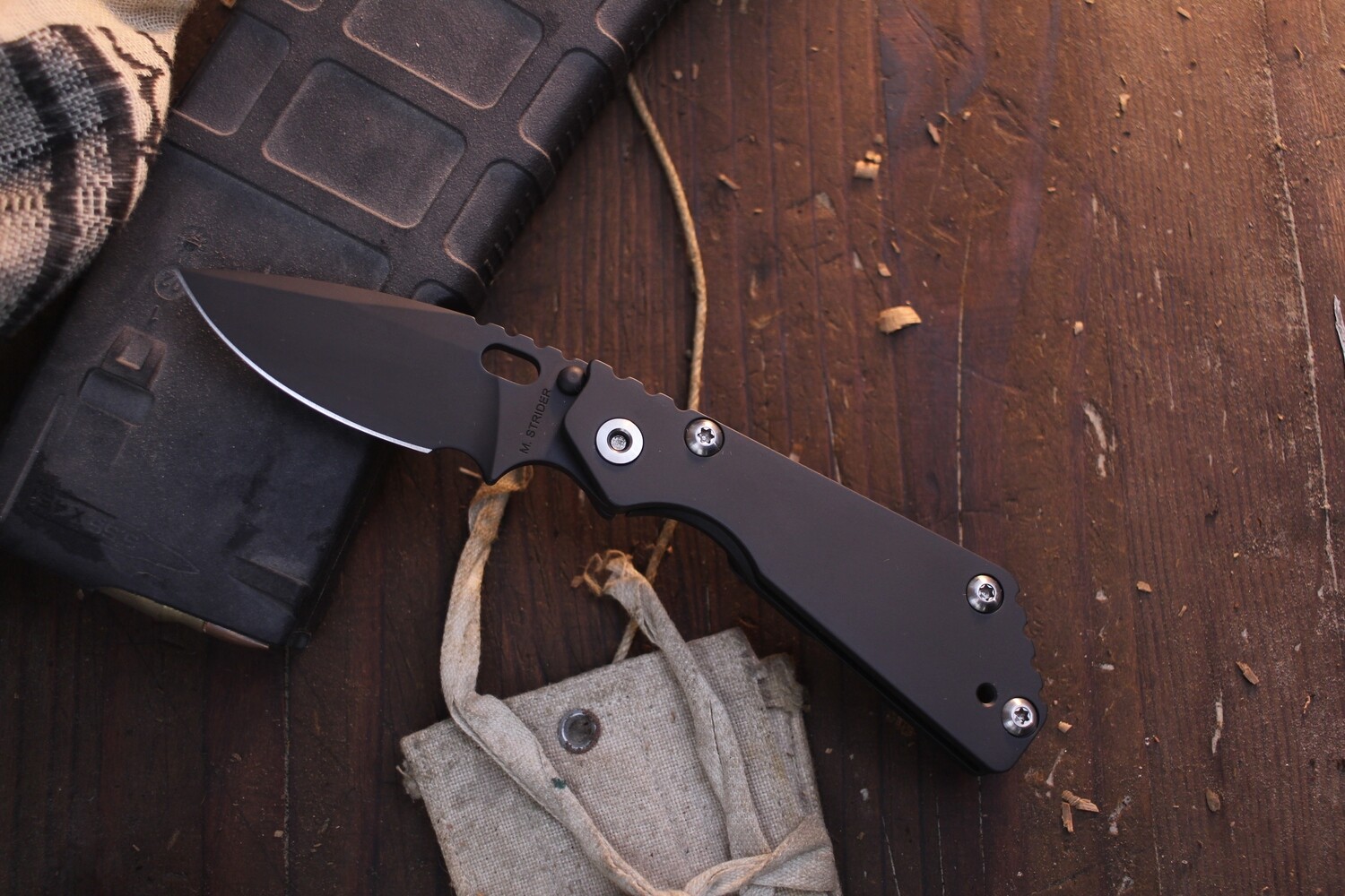 M. Strider MSC PT 2.85&quot; Framelock Folder / Graphite Black Titanium / Graphite Black CPM-154 ( Pre Owned )