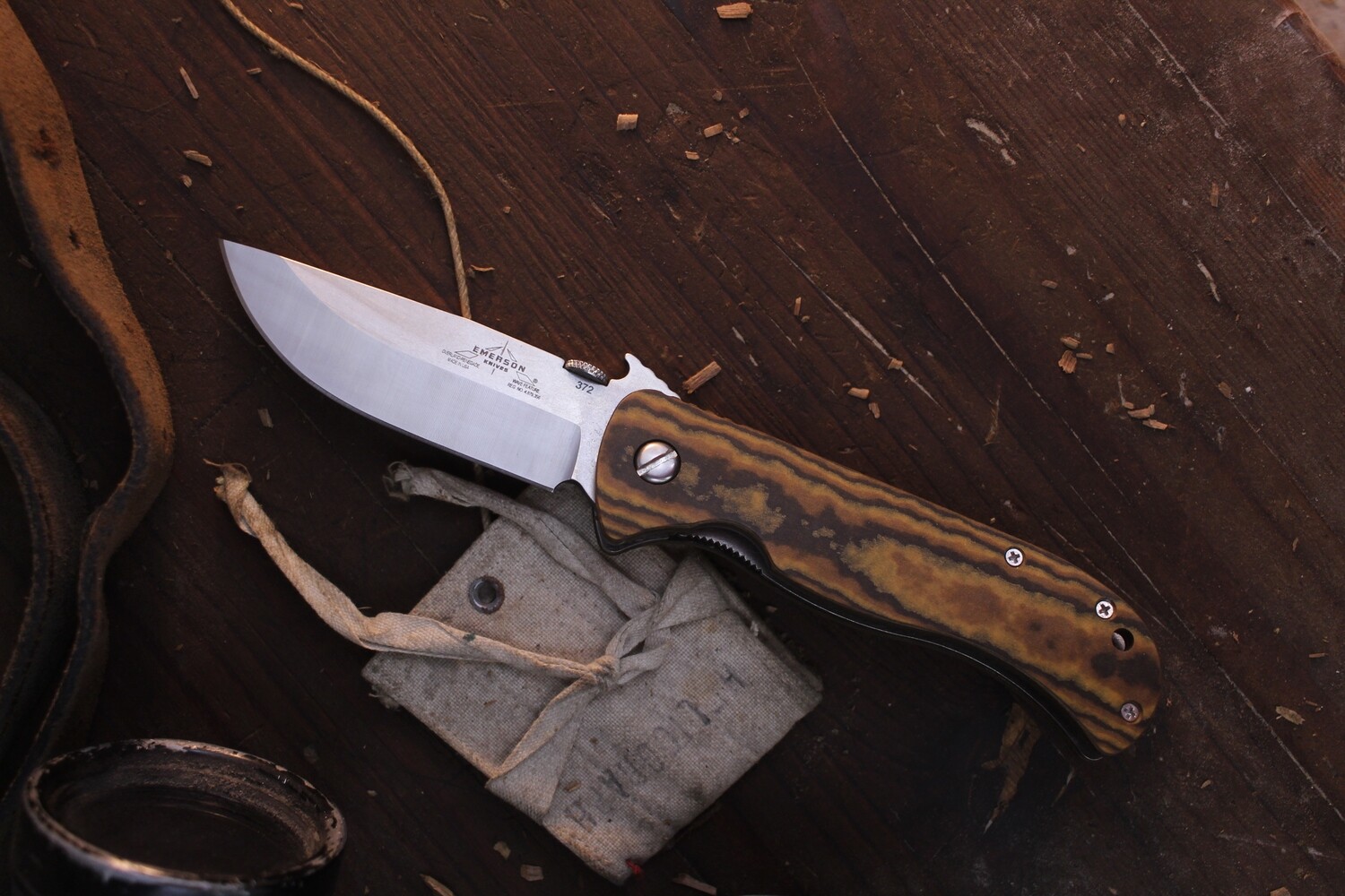 Emerson Overland Renegade 4&quot; Folding Knife / Brown Richlite / Satin 154CM ( Pre Owned )