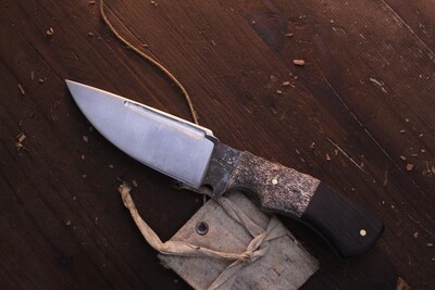 Barrett Knives Haines Hunter 4.25” Fixed Blade / Ebony & Whale Bone / Satin Alaskan Forged 1095