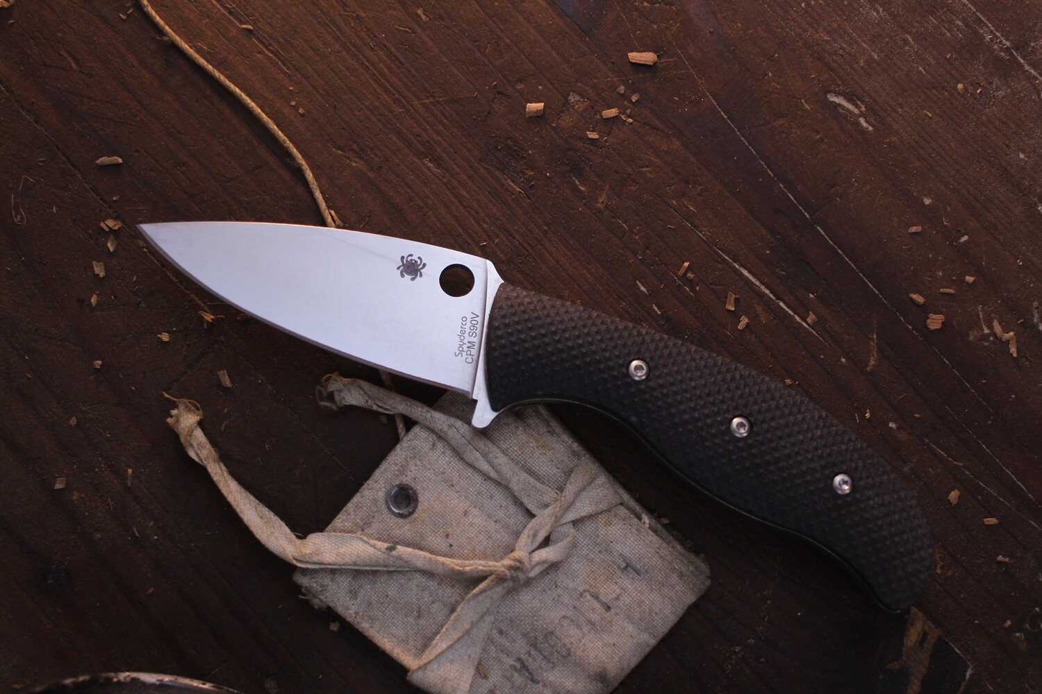 Spyderco Mule Team 3.5&quot; Fixed Blade / Black G10 / Satin S90V ( Pre Owned )