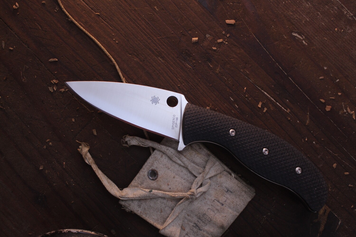 Spyderco Mule Team 3.5&quot; Fixed Blade / Black G10 / Satin ZDP-189 ( Pre Owned )