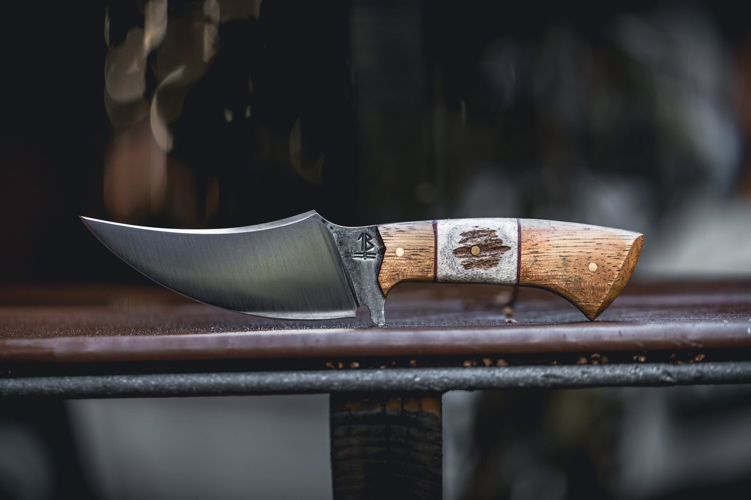 Barrett Knives TUSK 4” Fixed Blade / Moose Antler &amp; Canary Wood / Alaskan Forged 1095