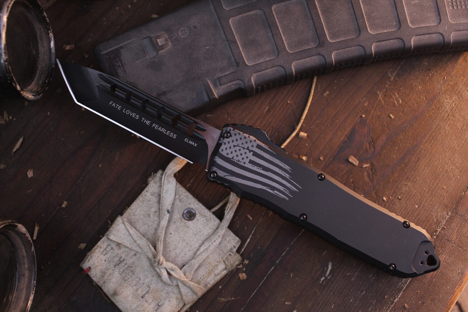 Guardian Tactical RECON-ELITE 4&quot; Tanto OTF Automatic / Black Aluminum / Two Tone Elmax ( Pre Owned )