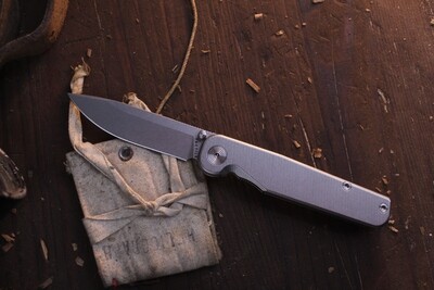 Tactile Knife Co. Rockwall Thumb Stud 3" Linerlock Folder / Machined Titanium / Stonewashed CPM-MagnaCut ( Pre Owned _