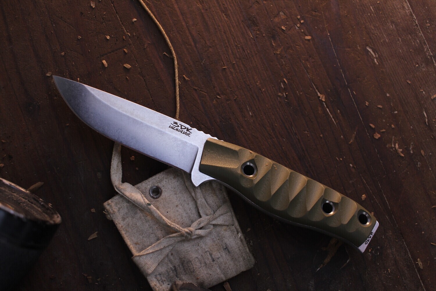 3DK MAK 4&quot; Fixed Drop Point, Elmax Blade / OD Green G10 handle