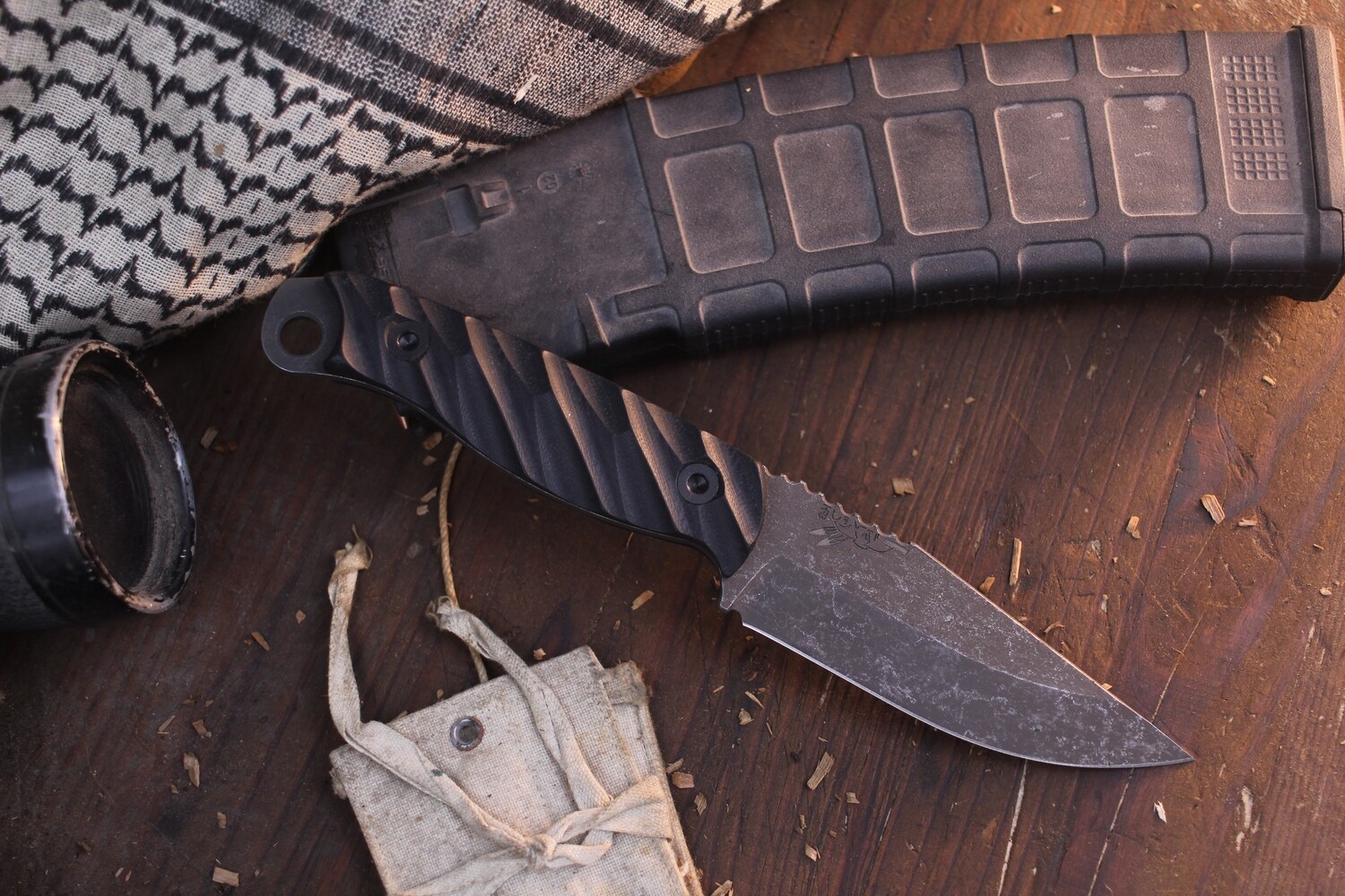 Half Face Blade Crow Jr. 4&quot; Fixed Blade / Black G-10 / Acid Washed S35VN