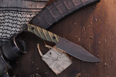 Half Face Blade Crow Scout 5" Fixed Blade / Rocky Mountain OD Green G-10 / Acid Washed S35VN
