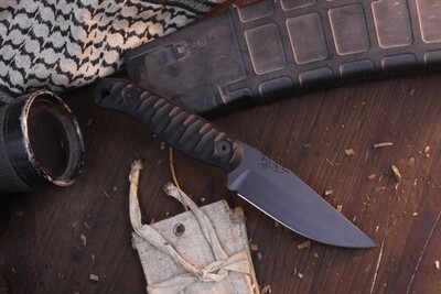 Half Face Blade Featherlight 3.35” Fixed Blade / Black G-10 /Black Cerakote S35VN