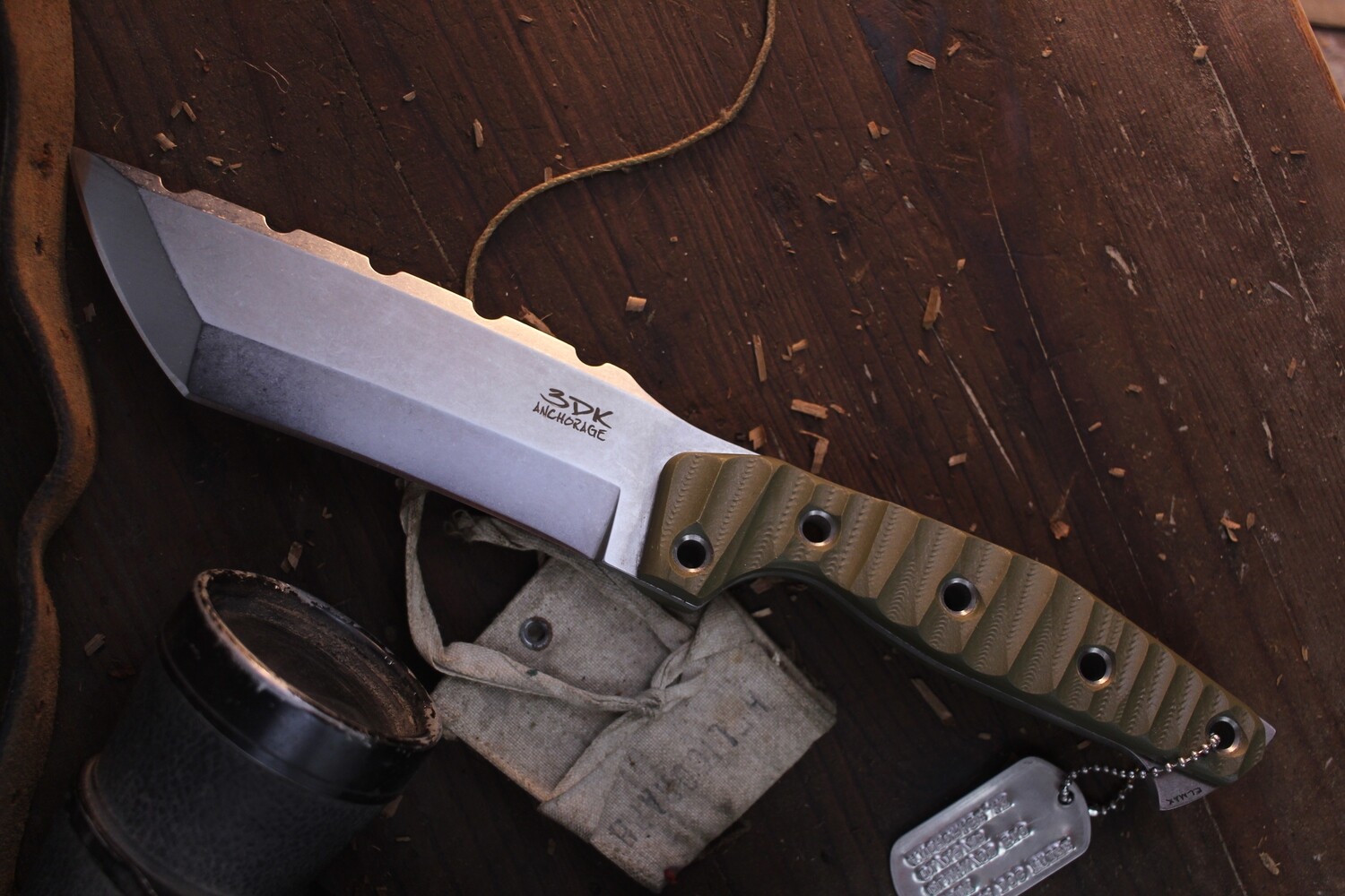 3DK Amuk 6&quot; Fixed Tanto Point, K110 Blade / OD Green G10 handle