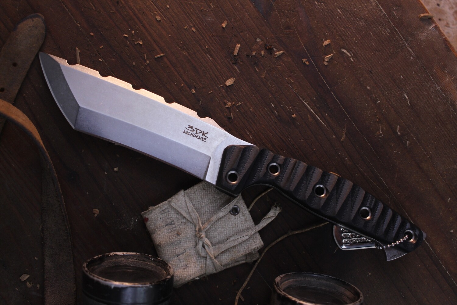 3DK Amuk 6&quot; Fixed Tanto Point, Elmax Blade / Black Chugach Mountain G10 handle