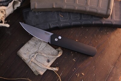 Boker Burnley Kwaiken Compact 3" Auto Plunge Lock Folder / Black Aluminum / Stonewashed 154CM ( Discontinued )