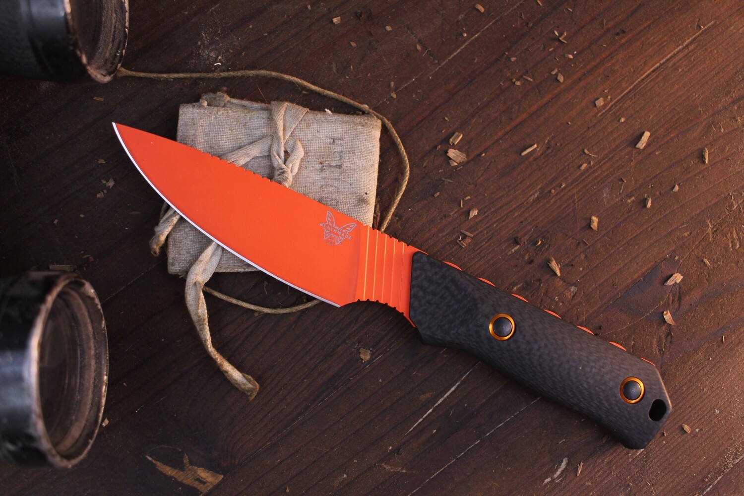 Benchmade Prototype Raghorn 4&quot; Fixed Blade Hunter / Carbon Fiber / Orange CPM Cru-Wear
