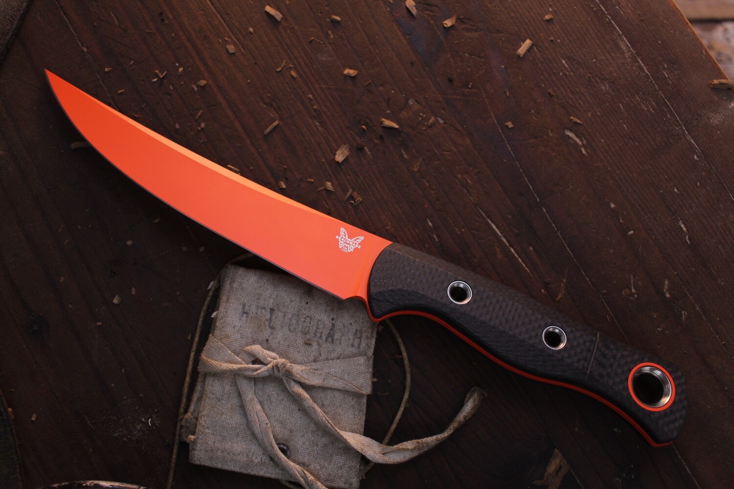 Benchmade Prototype Meatcrafter 6.1&quot; Fixed Blade /Carbon Fiber / Orange S45VN