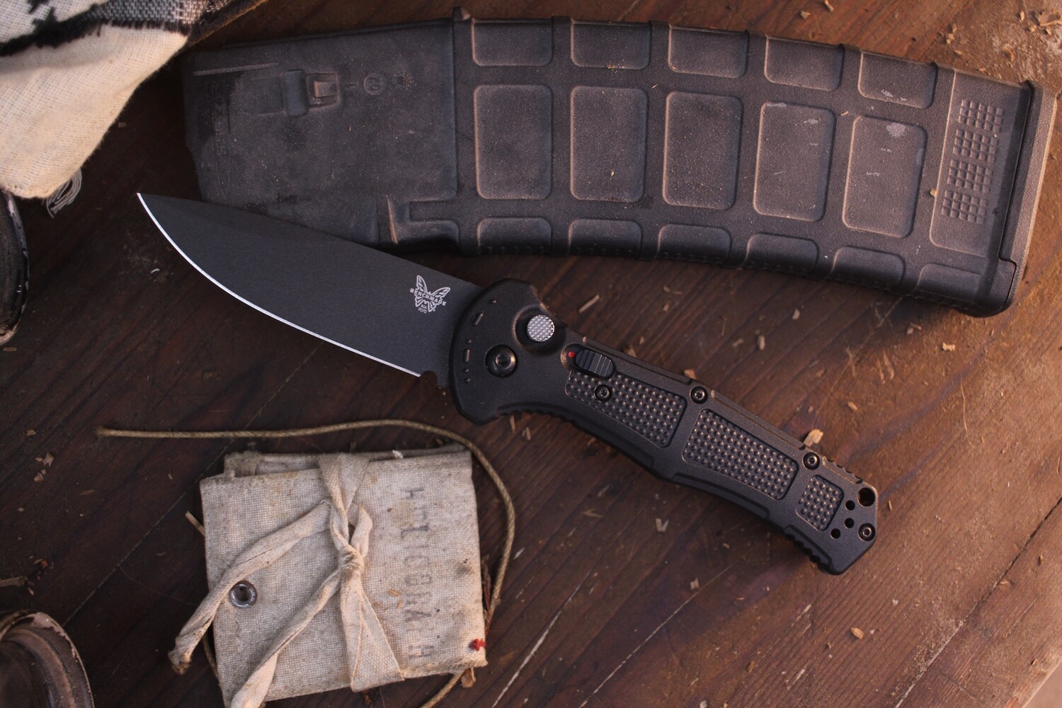 Benchmade Prototype Claymore 3.6&quot; Automatic Buttonlock Folder / Black Grivory / Black CPM-D2