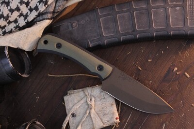 Half Face Blade Cavner 4.2" Fixed Blade / OD Green & Black G-10 / Midnight Bronze Cerakote S35VN