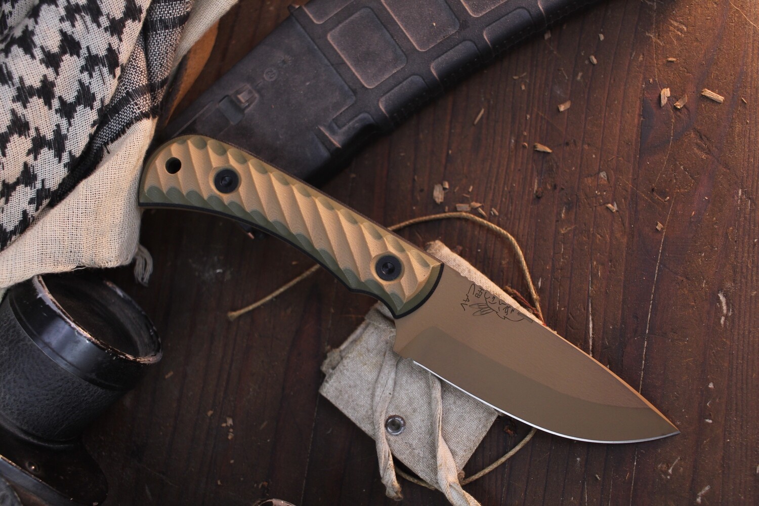 Half Face Blade Cavner 4.2&quot; Fixed Blade / Multi Cam G-10 / Coyote Tan Cerakote S35VN