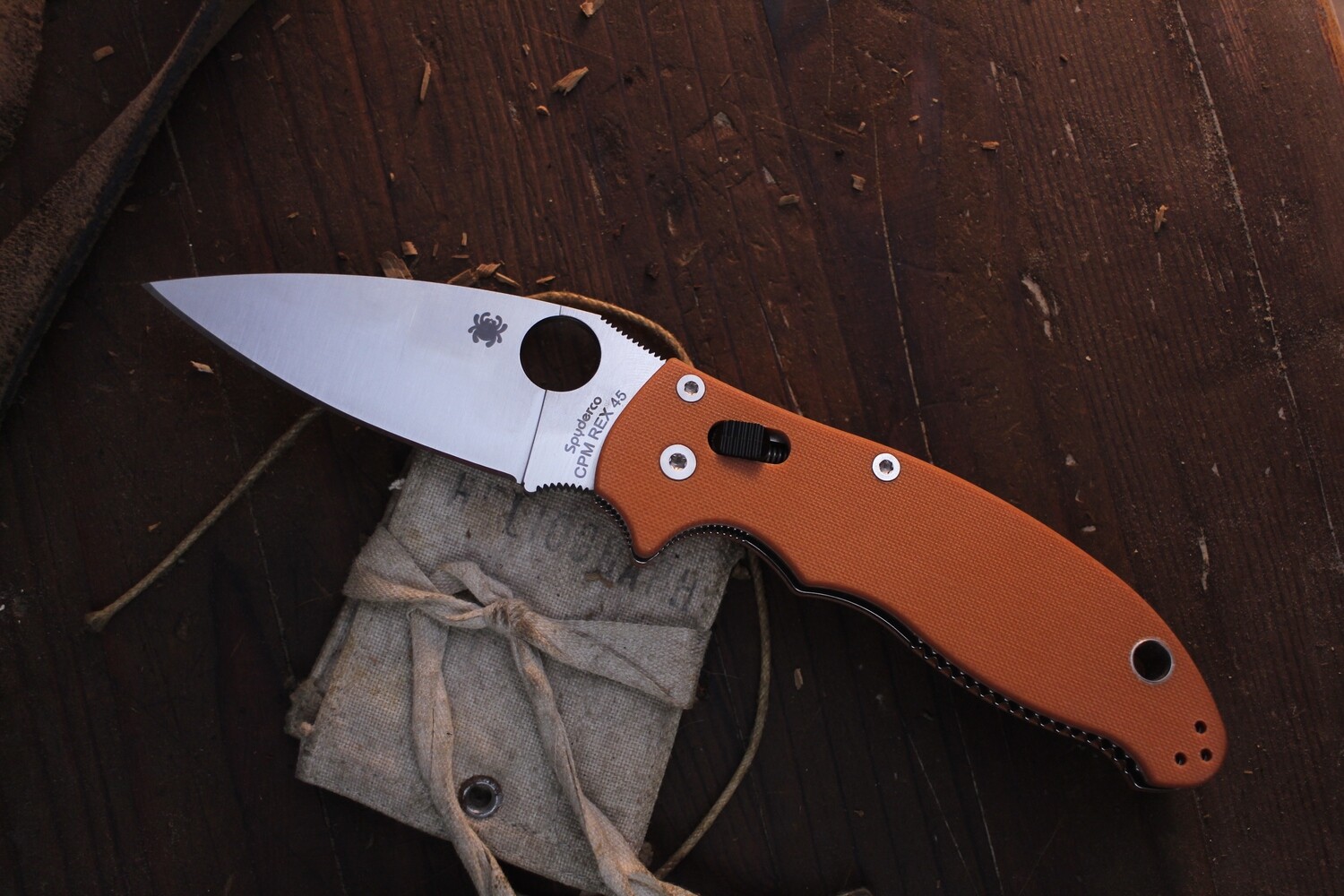 Spyderco Manix 2 3.375&quot; Folding Knife / Burnt Orange G-10 / Satin REX 45 ( Pre Owned )