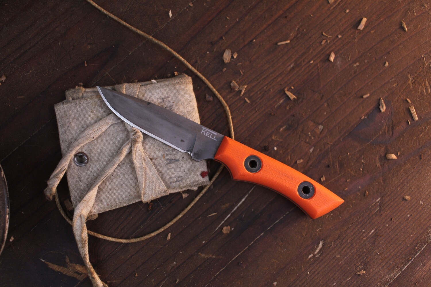 T.KELL Piranha 2.5&quot; Fixed Blade Knife / Orange G10 / Black 80CRV2 ( Pre Owned )