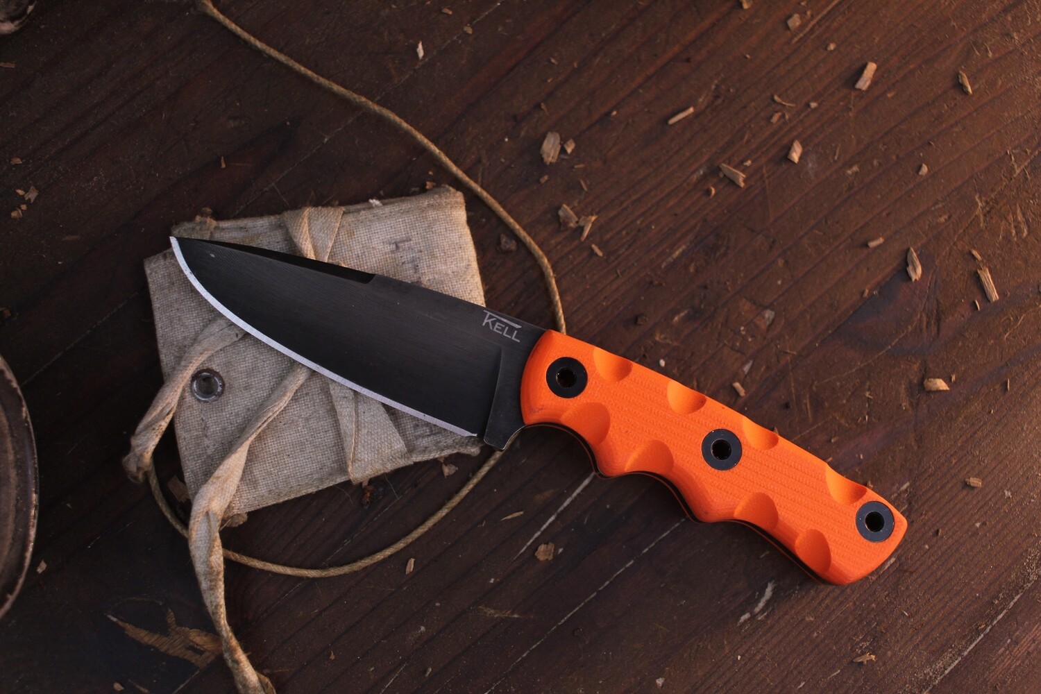 T.KELL Combatant 3.21&quot; Fixed Blade Knife / Orange G10 / Black 80CRV2 ( Pre Owned )