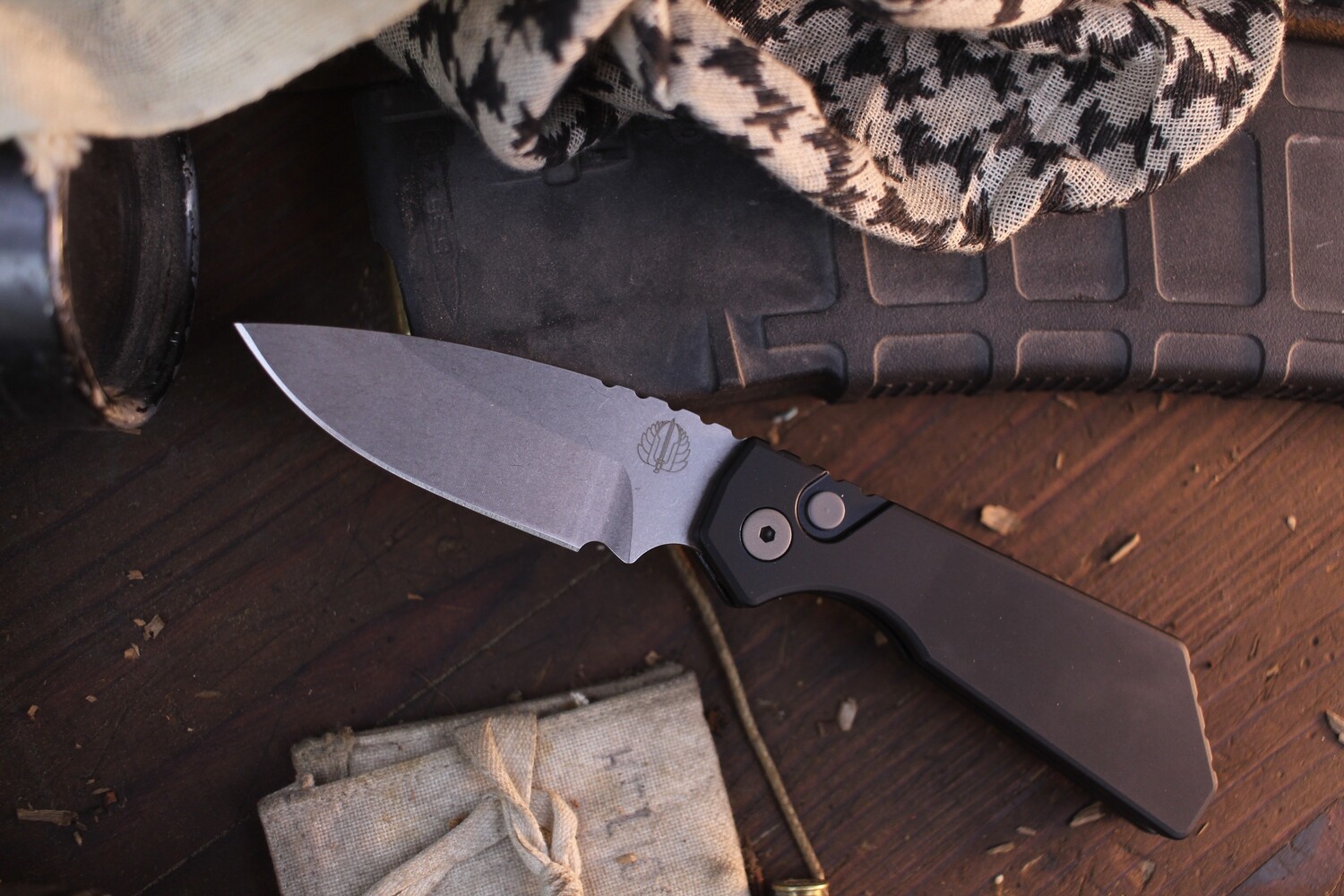 Pro-Tech Strider PT 3.05&quot; AUTO Plunge Lock Folder / Black Aluminum /  Stonewashed CPM-MagnaCut