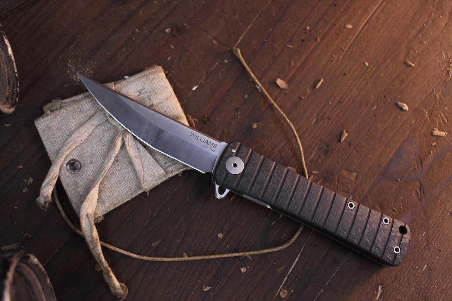Williams Blade Design OZF 002 3.5&quot; Folding Knife / Carbon Fiber &amp; Titanium / Satin M390 ( Pre Owned )