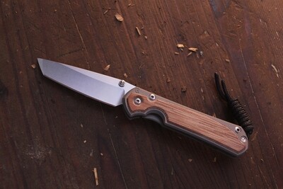 Chris Reeve Small Sebenza 31 Tanto 2.94" Folding Knife / Titanium & Natural Micarta / Stonewashed Magnacut ( Pre Owned )