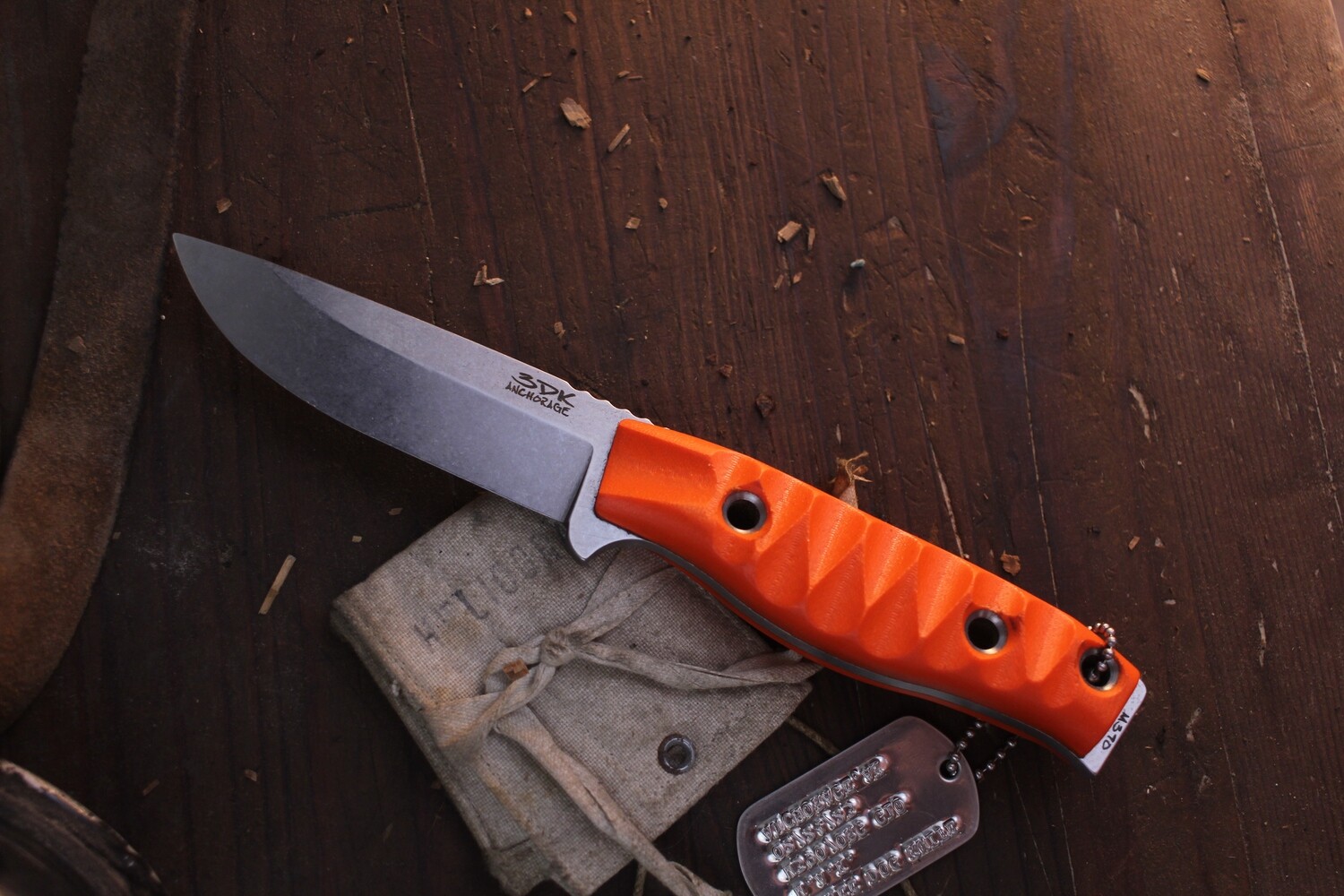 3DK MAK 4&quot; Fixed Drop Point, Elmax Blade / Orange G10 handle