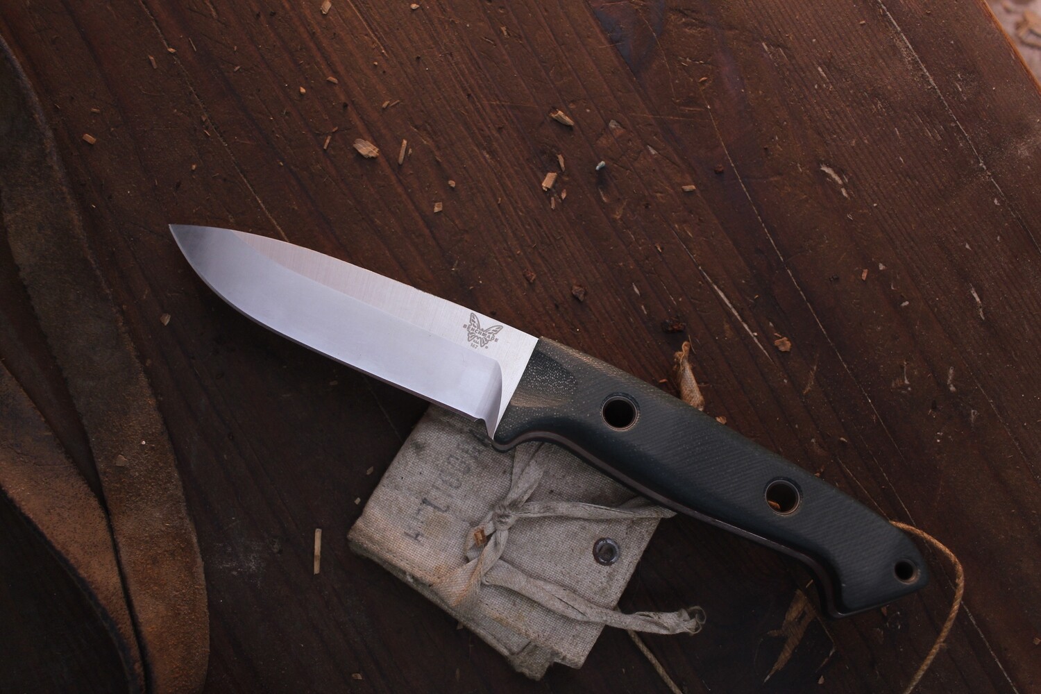 Benchmade Bushcrafter 4.43&quot; Sibert Fixed Blade Knife / Green G10 &amp; Exotac Ferro Rod / Satin  S30V ( Pre Owned )