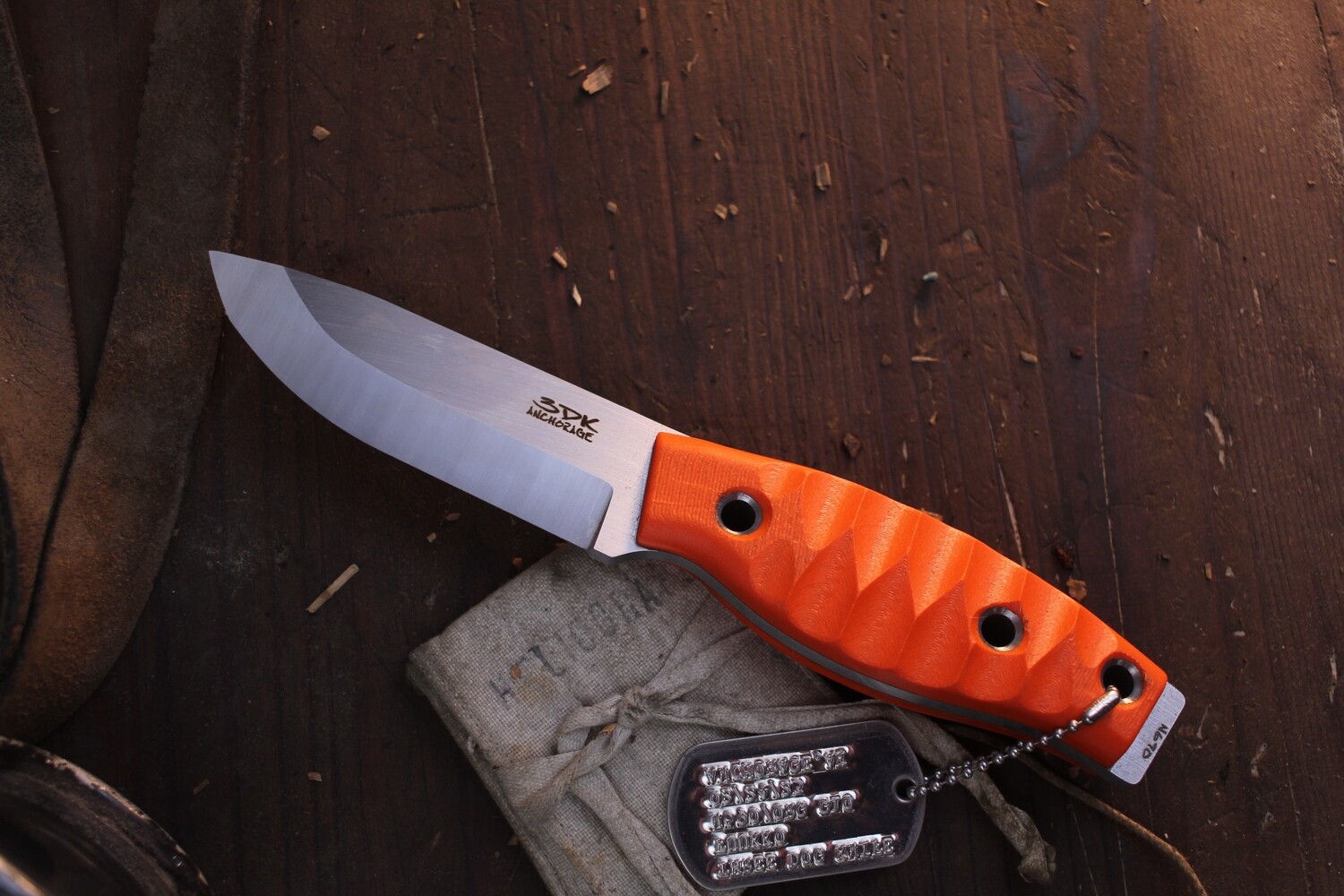 3DK Fuukko 3.75&quot; Fixed Scandi, N690 Blade / Orange G-10