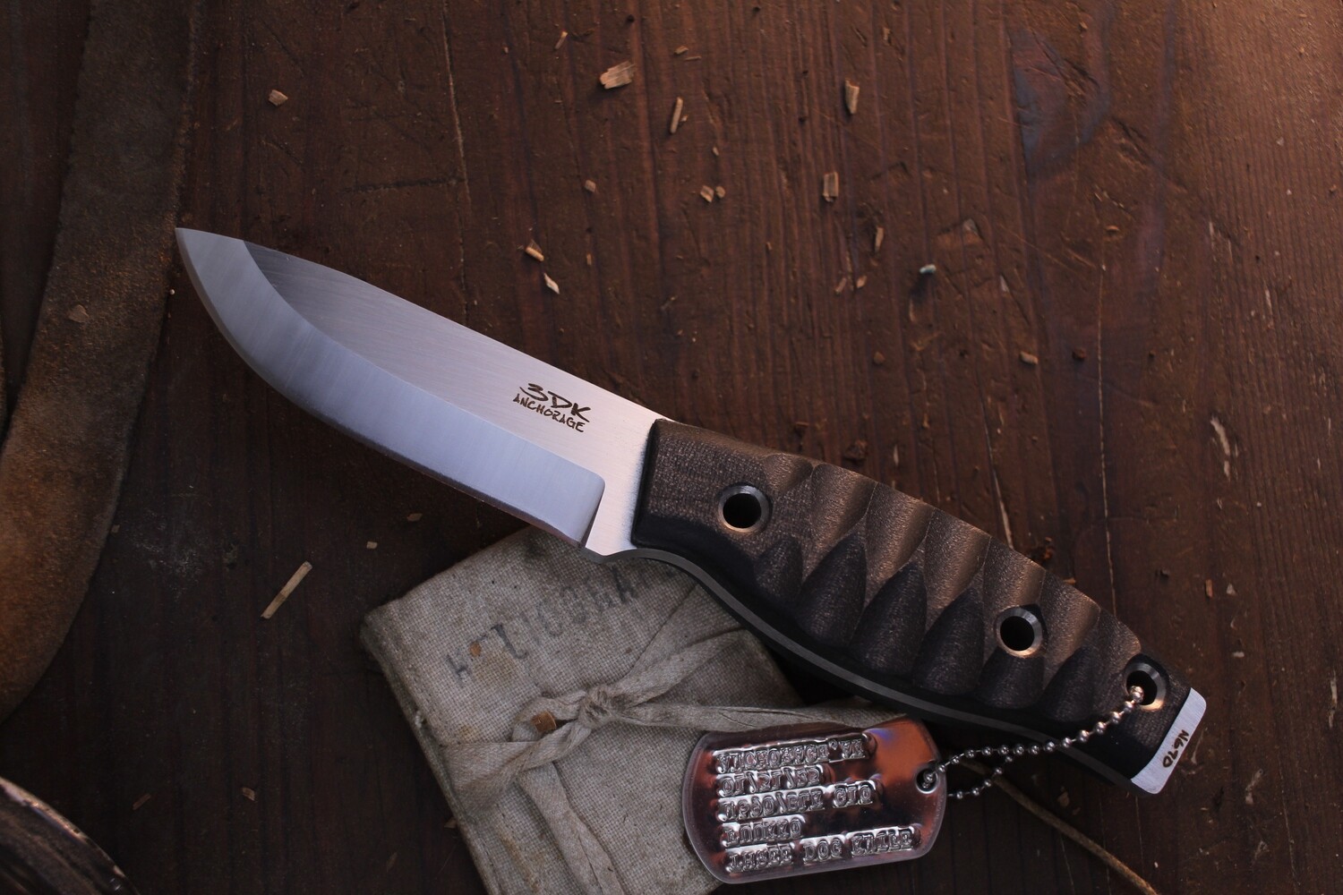3DK Fuukko 3.75&quot; Fixed Scandi, N690 Blade / Black G-10