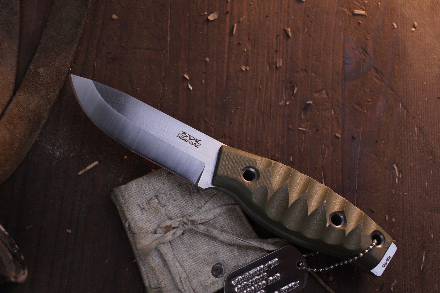 3DK Fuukko 3.75&quot; Fixed Scandi, N690 Blade / OD Green G-10