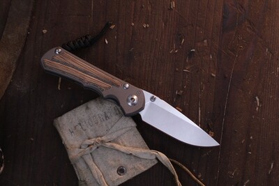 Chris Reeve Knives LH Small Inkosi 2.75&quot; Frame Lock Folder  / Titanium &amp; Natural Micarta Inlays / Stonewash S45VN ( Pre Owned )