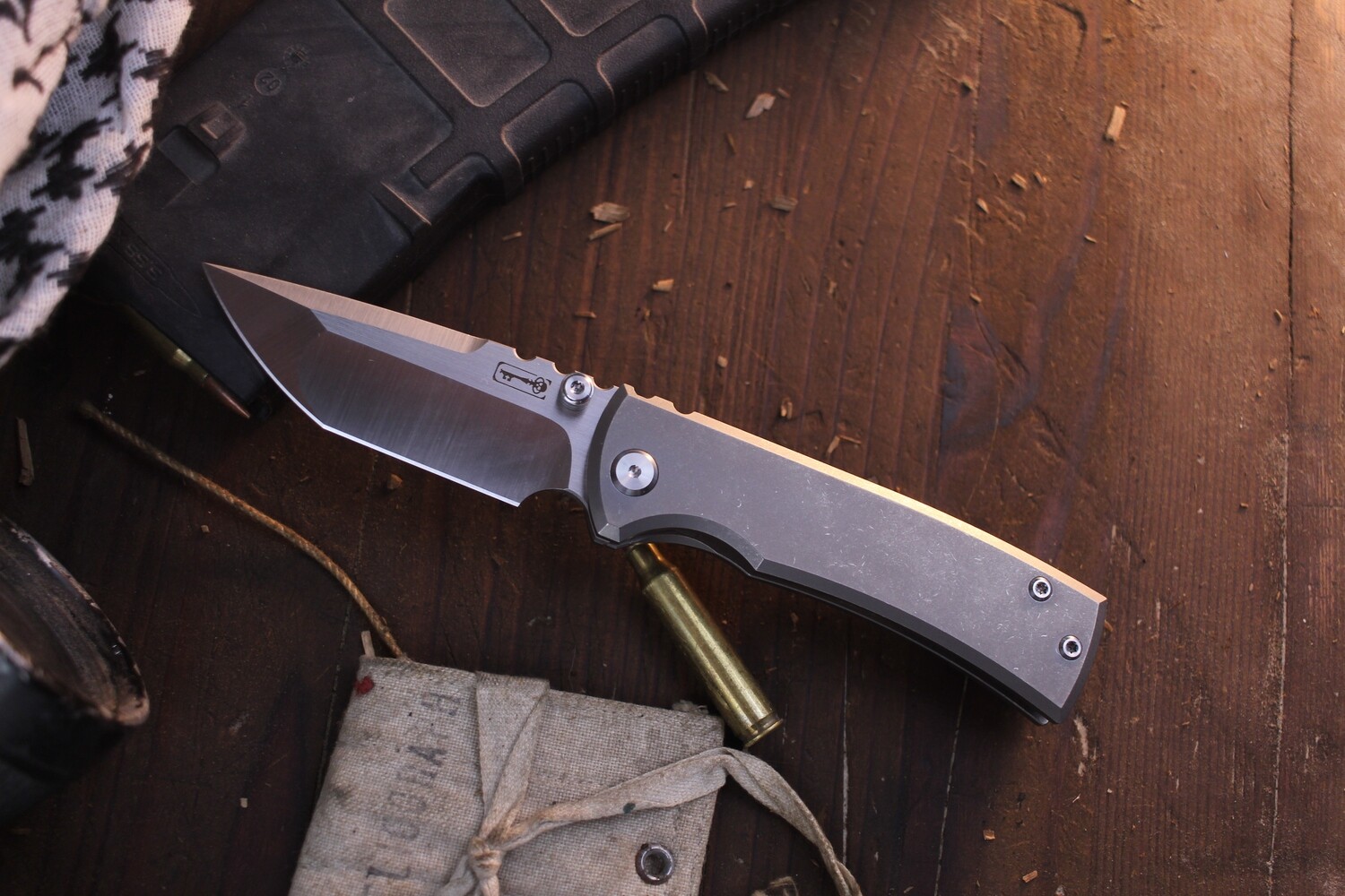 Chaves Ultramar Redencion 3.25&quot;  Street Tanto Framelock Folder / Full Stonewashed Titanium Frame / Satin M390