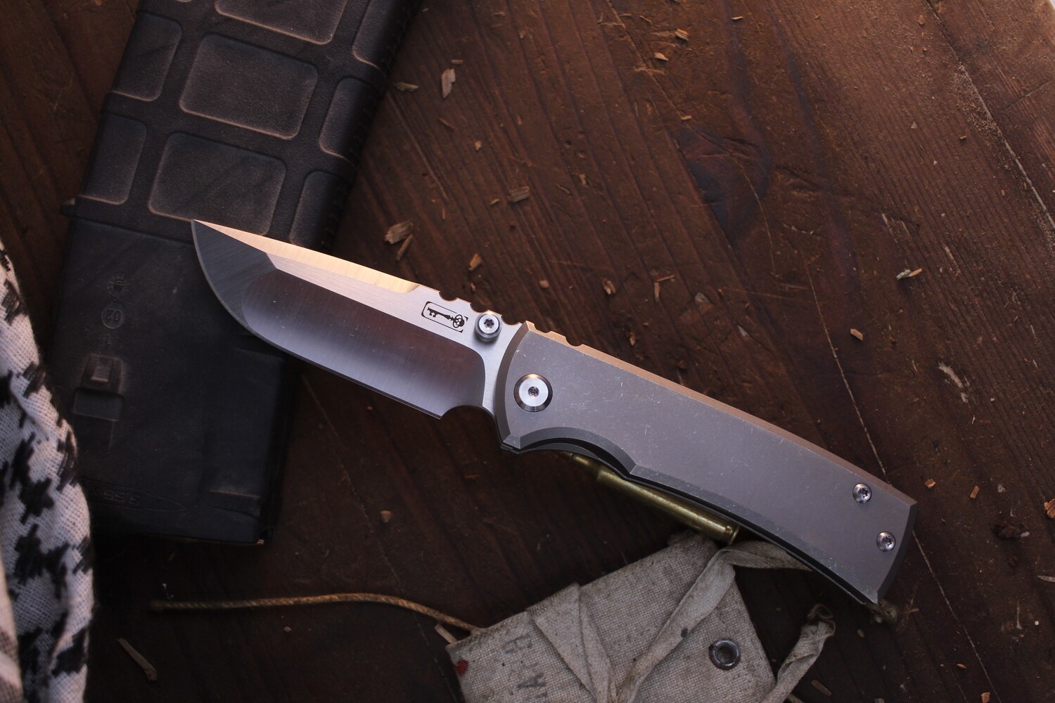 Chaves Ultramar Redencion 3.25&quot;  Street Drop Point FramelockFolder / Full Stonewashed Titanium Frame / Satin M390