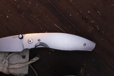 Three RIvers Manufacturing Atom 3.5" Folding Knife / Milled Titanium / Stonewashed 20CV ( Pre Owned )