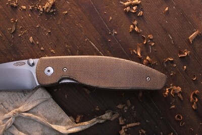 Three RIvers Manufacturing Atom 3.5" Folding Knife / Green Micarta / Satin 20CV ( Pre Owned )