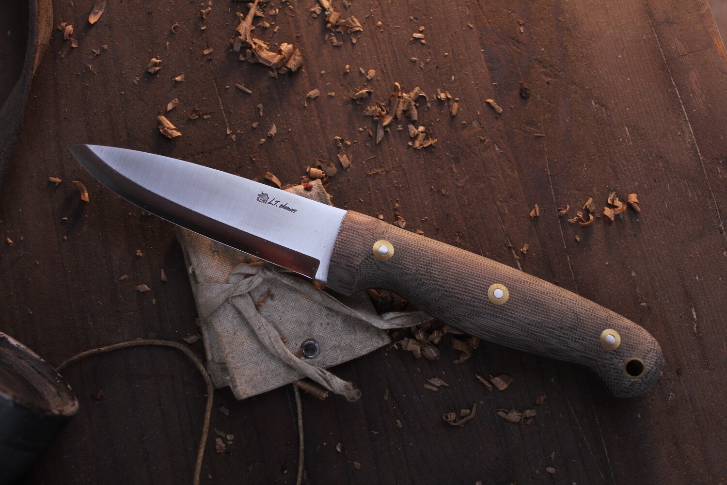 L.T. Wright 4.25&quot; Fixed Blade Knife / Green Micarta / 01 ( Pre Owned )