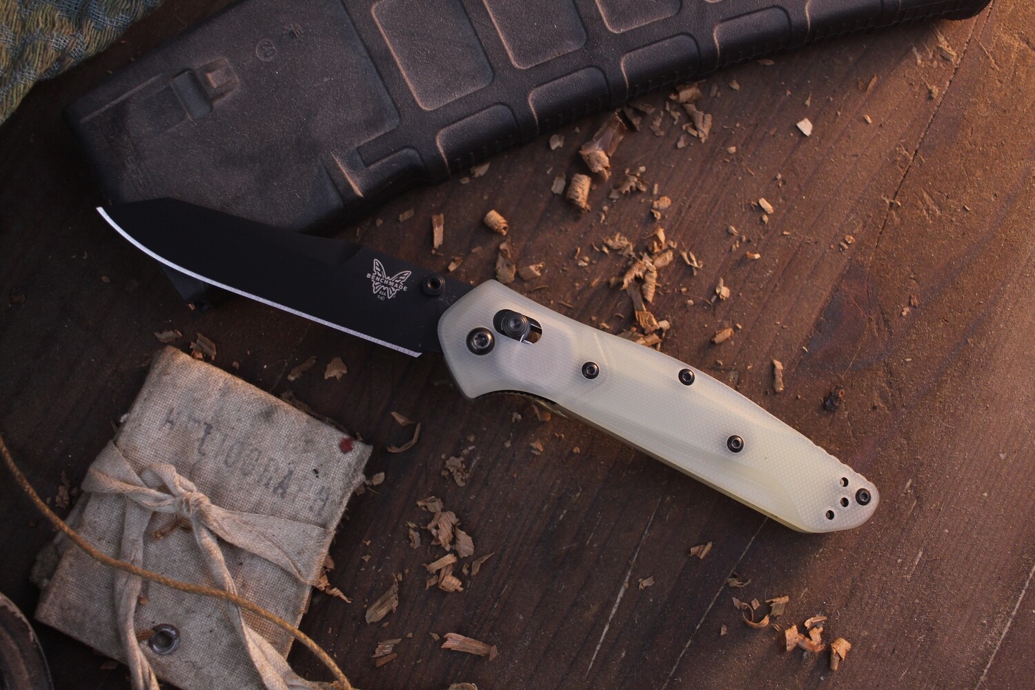 Benchmade Osborne 3.4&quot; AXIS Lock Knife / Jade G10 / Black M4 ( Pre Owned )
