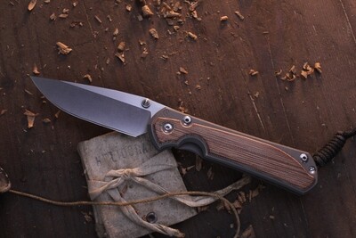 Chris Reeve Knives Large Sebenza 31 3.625" Frame Lock Knife / Natural Micarta / Stonewash S45VN ( Pre Owned )