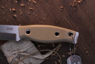 3DK Fuukko 3.75" Fixed Scandi, N690 Blade / Desert Tan G-10 ( Pre Owned )