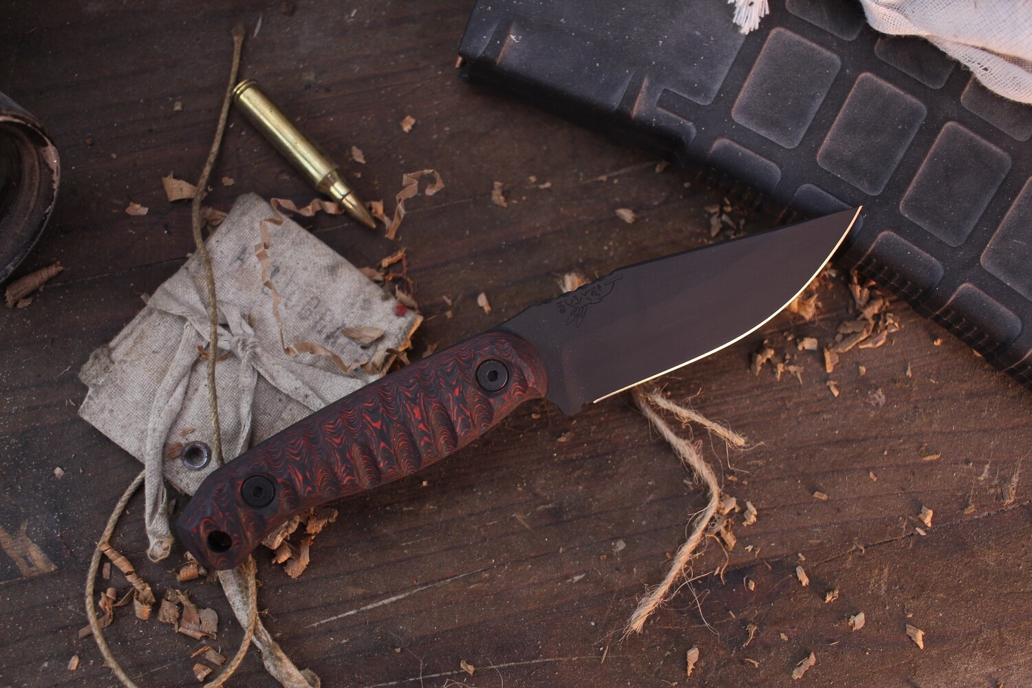 Half Face Blade Featherlight 3.35” Fixed Blade / Lava Flow Carbon Fiber / Black Cerakote S35VN