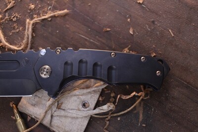 Medford Knife and Tool (MKT) Praetorian T 3.75" Framelock Folder / PVD &amp; Violet Anodized Titanium / PVD CPM-3V (Pre Owned)