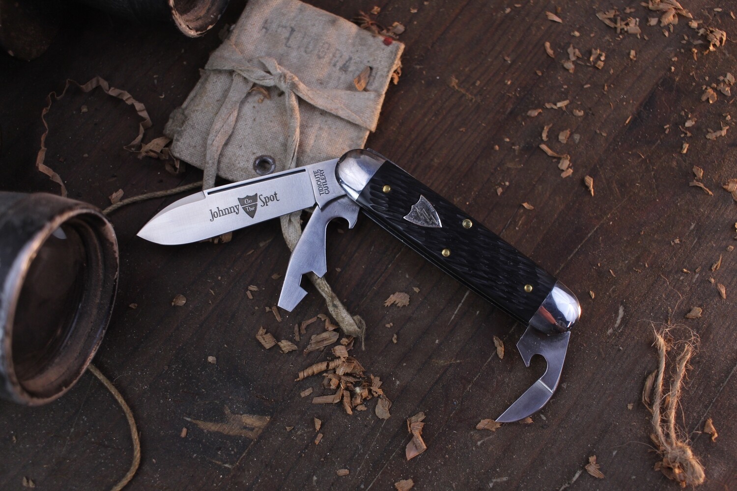 Great Eastern Cutlery Tidioute #35 Johnny On The Spot 2.65&quot;Slip Joint Multi Tool / Black TexDel / Polished 1095 ( Pre Owned )