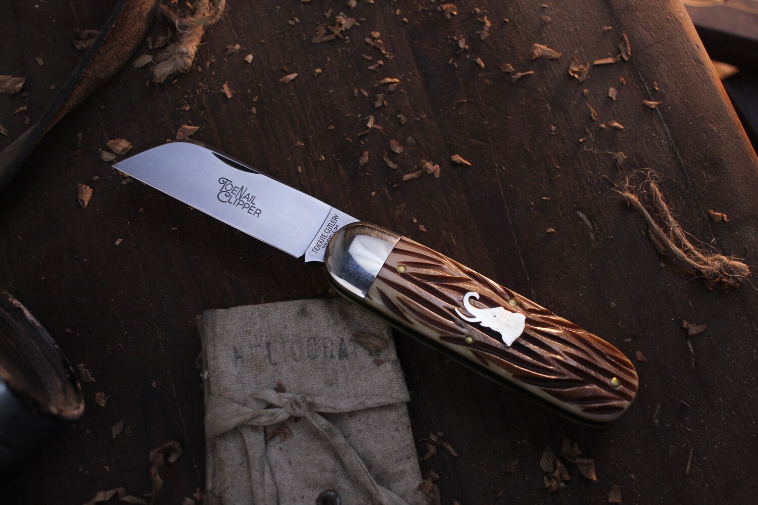 Great Eastern Cutlery Tidioute #36 Toenail Clipper 3.05&quot; Slipjoint / Exotic India Jigged Bone / Polished 1095 ( Pre Owned )