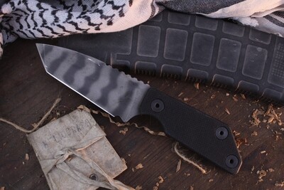 Strider Knives EBL-T 4.25" Tanto Fixed Blade Knife / Black G10 / Tiger Stripe S30V ( Pre Owned )