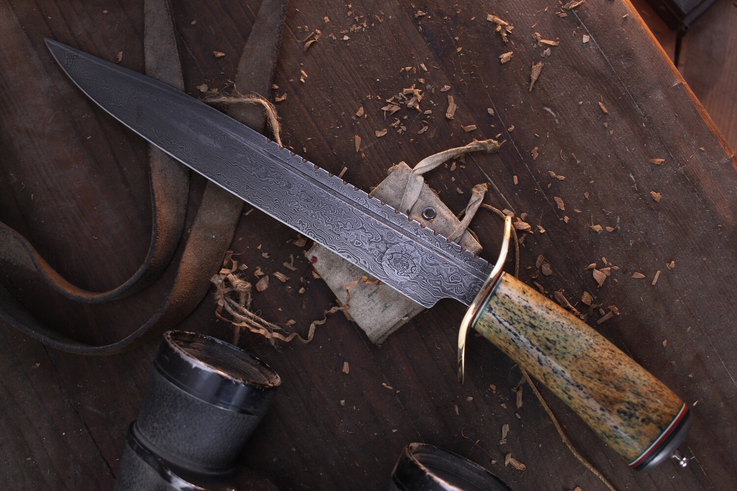 Dennis Jokela Sea Cow Bowie 11&quot; Fixed Blade / Stellars Sea Cow / Damascus