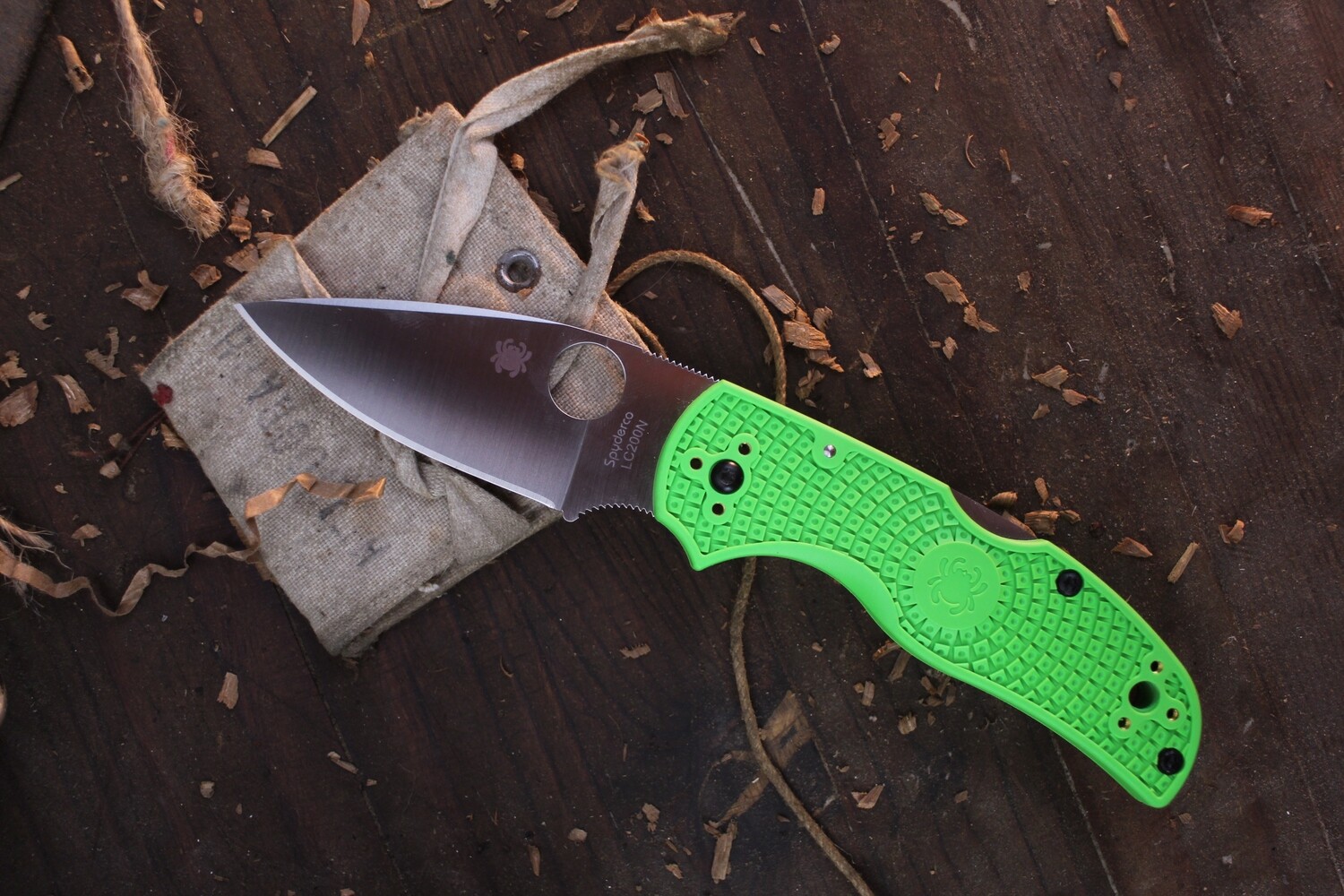 Spyderco Native 5 Salt 3&quot; Lockback Folder/ Green FRN / Satin LC200N ( Pre Owned )