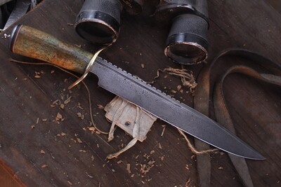 Dennis Jokela Sea Cow Bowie 11" Fixed Blade / Stellars Sea Cow / Damascus