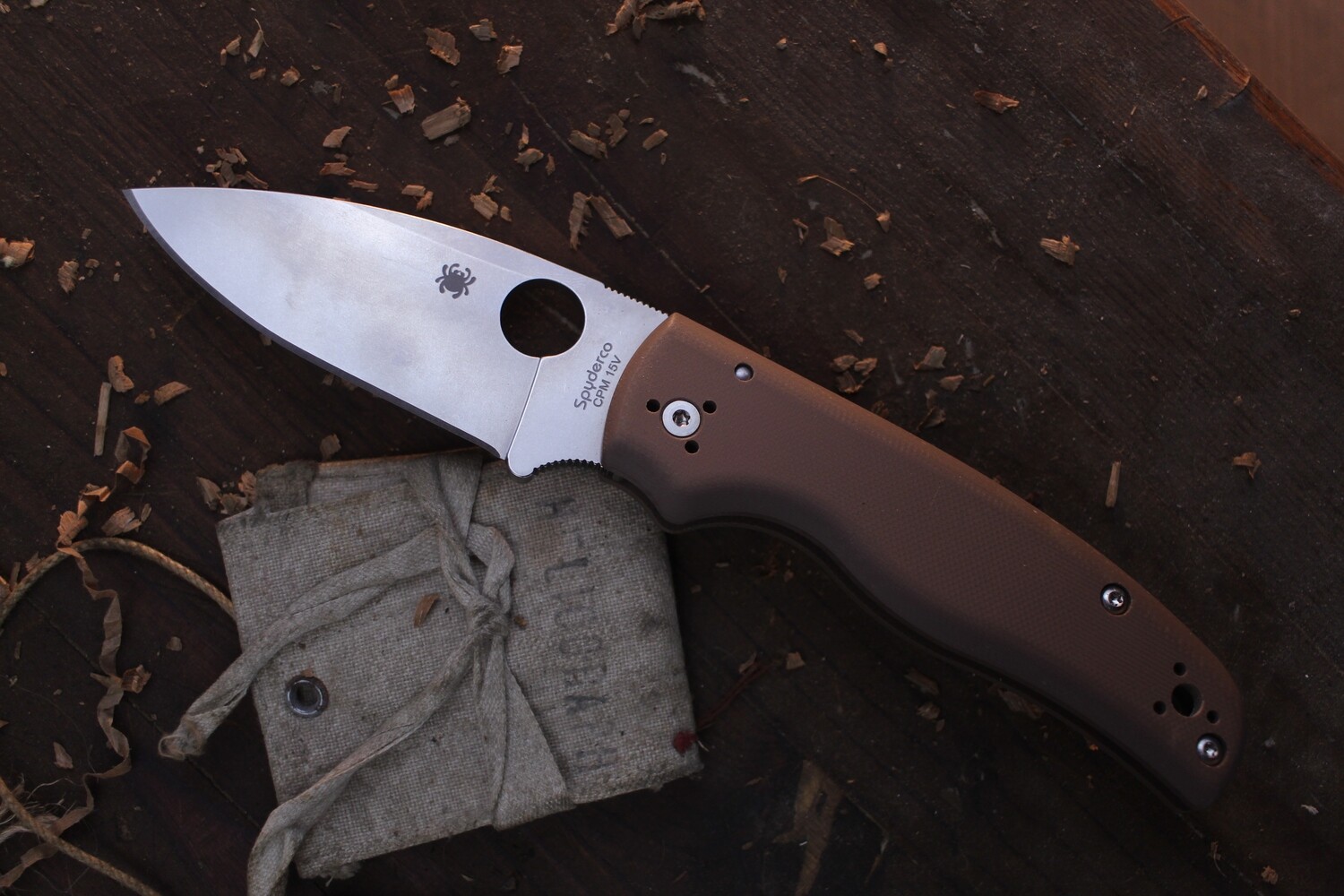 Spyderco Shaman 3.6&quot; Compression Lock Folder / Brown G-10 / Stonewashed 15V ( Pre Owned )