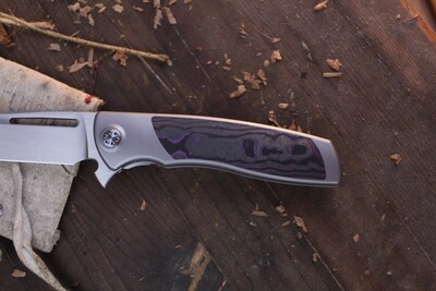 Sharp By Design Mini Evo Drop Point 3.25" Framelock Flipper / Purple Haze FatCarbon / Hand Rubbed M390